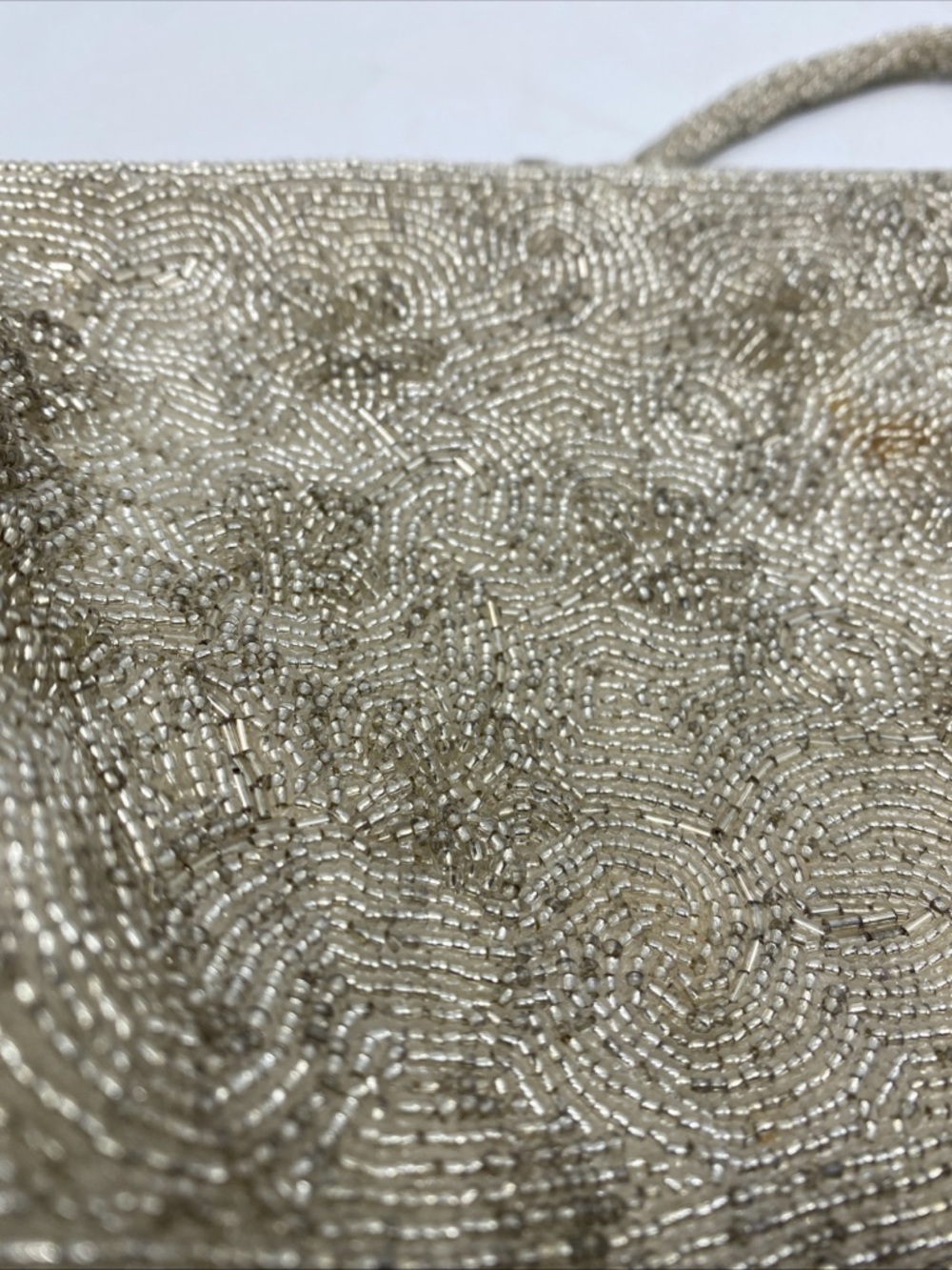 Vintage Silver Toned Micro Beaded Clutch Purse Evening Bag Italian Beads Japan - Picture 2 of 6